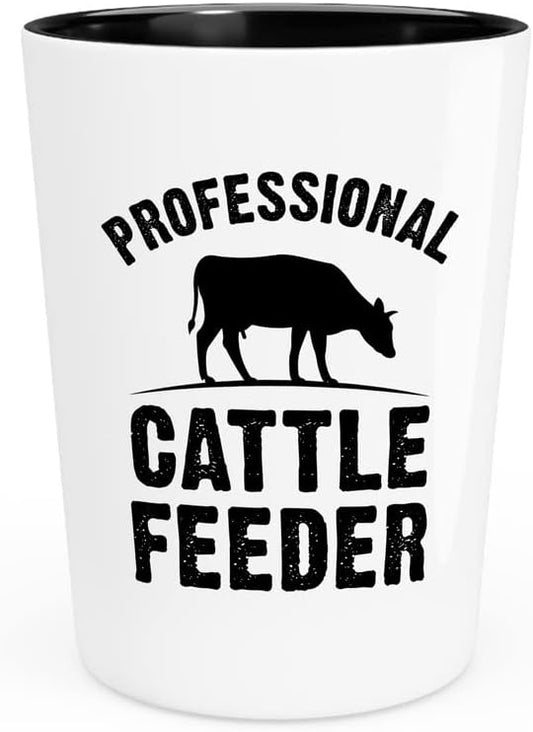 Dairy Farmer Shot Glass 1.5oz - Professional Cattle Feeder - Farming Garden Tractors Peasant Cultivator Agriculturist Peasant Animal