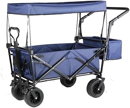 Portable Camping Cart,Heavy Duty Folding Beach Cart with Canopy and 4 Wheels for Outdoor Camping and Festivals