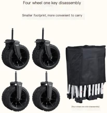 Portable Camping Cart,Outdoor Folding Aluminum Alloy Beach Trolley Cart for Camping and Picnic Small Pull Cart for Off Road Adventures Black Color