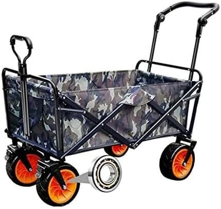 Portable Camping Cart,Outdoor Foldiutility Wagon Garden Foldable Wagon Cart, Portable Outdoor Transport Cart with Brake and Adjustihandle, Large Capacity, Load-Bea80Kg/176Lbs