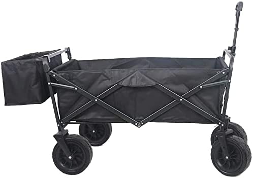 Portable Camping Cart,Outdoor Folding Utility Wagon Folding Garden Outdoor Utility Wagon Picnic Camping Cart with Storage Basket Adjustable Handle Load-Bearing 100kg / 220lbs
