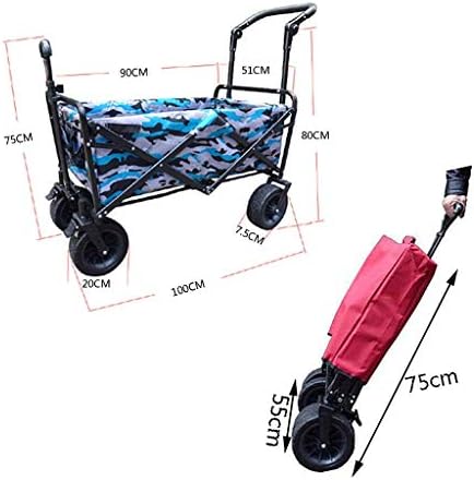 Trolleys, Portable Foldigarden Trolley Cart Heavy Duty Wagon Multi-Function Shoppicart for Outdoor Campibeach Pull Truck with 4 Wheels, Load：150Kg