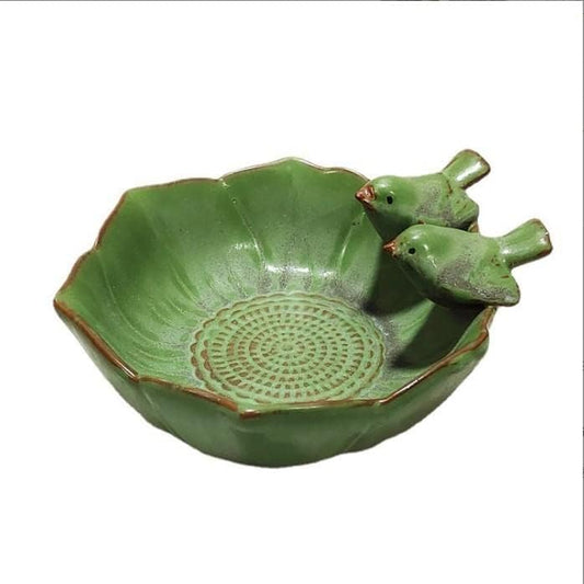 Ceramic Birdbath Bowl Wild Bird Feeder Food Holder Container Bird Feeding Tray Bowl for Outside Bee Bird Water Bath Outdoor Garden Courtyard Decoration, Balcony and Lawn