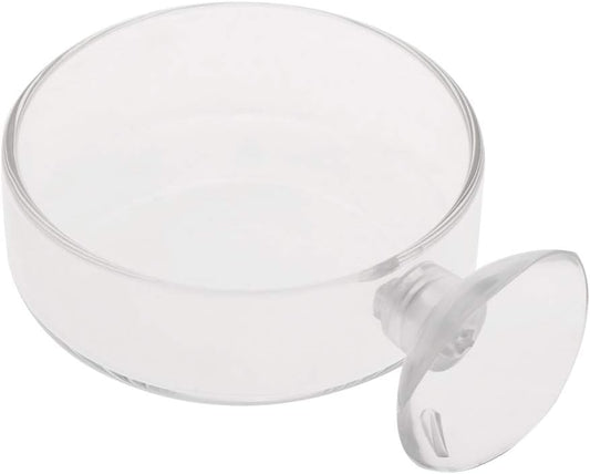 Aquarium Shrimp Feeding Dish with Suction Cup High Transparent Glass Bottom Feeder Food Bowl 2.4x0.7 Inch Round Tray Glass, As Pic Shows