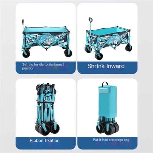 Portable Camping Cart,Outdoor Beach Camping Trolley Cart for Camper Van Traveling and Fishing Blue Color
