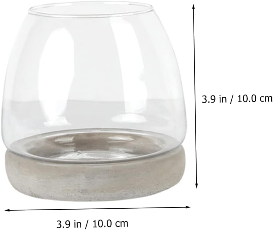 PRETYZOOM Cement Bottom Glass Vase Flower Container Decor Modern Hydro