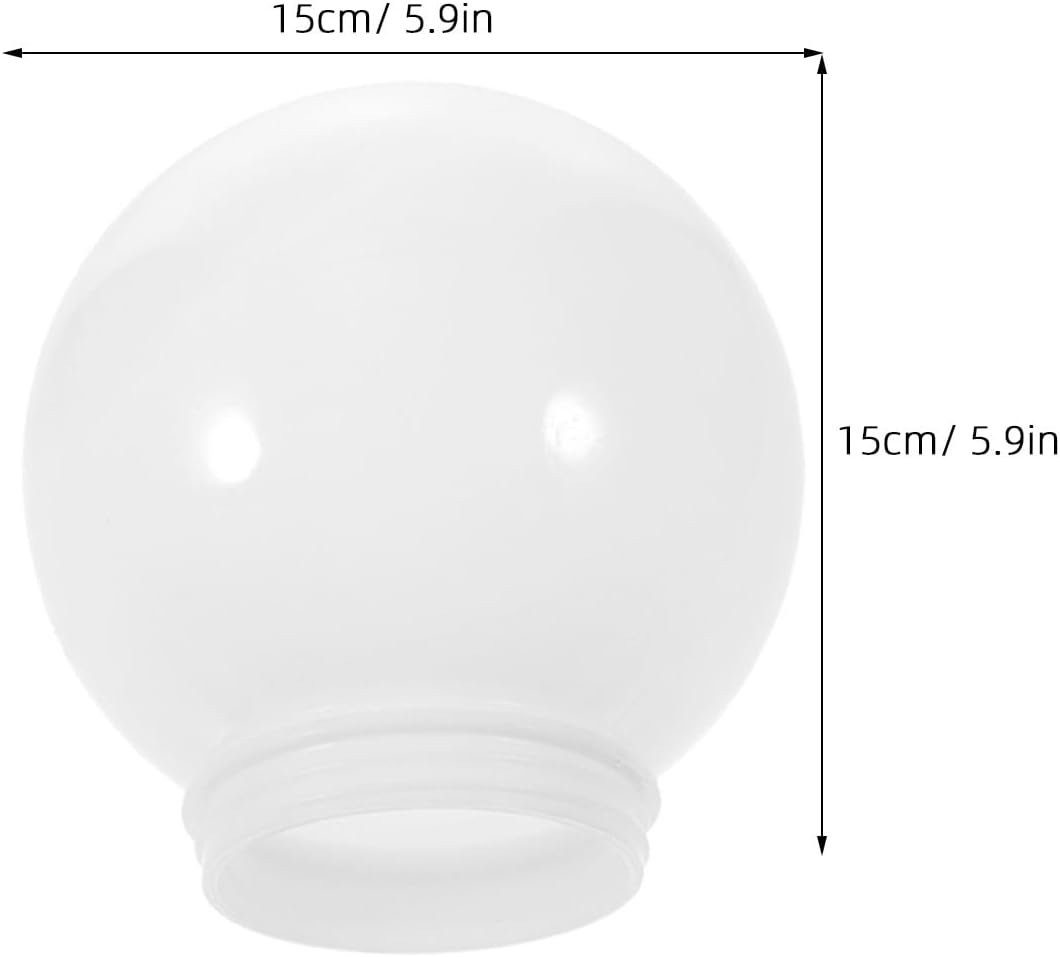 Lurrose 3 Pack Acrylic Globe Lamp Shade Replacement 5.90 Inch Round Ba