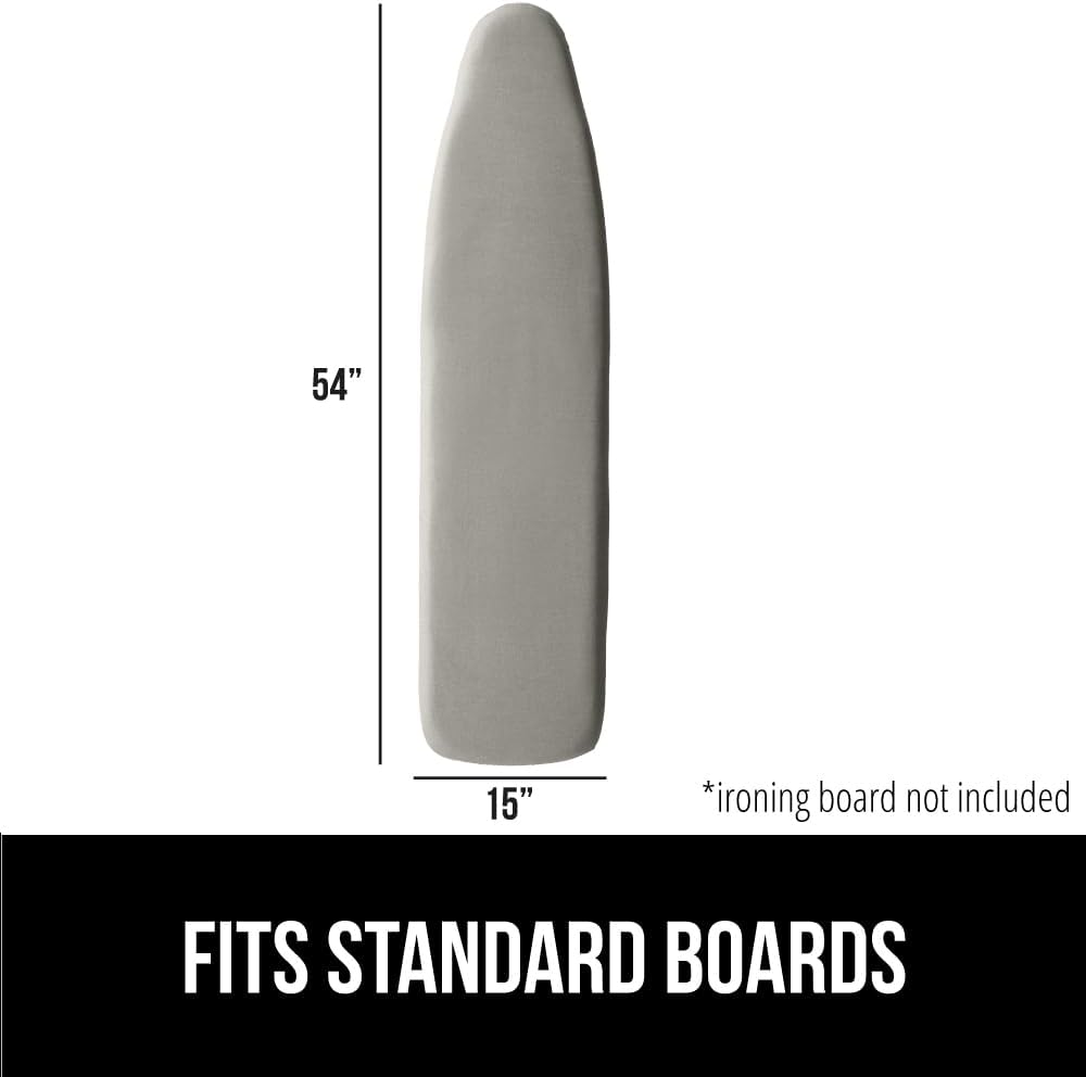 GORILLA GRIP The Original Ironing Board Cover and Pad, Silicone Coating, Thick Scorch Resistant Padding, Heavy Duty Iron Covers Standard Boards, Hook and Loop Fastener Strap, Silver, 15x54