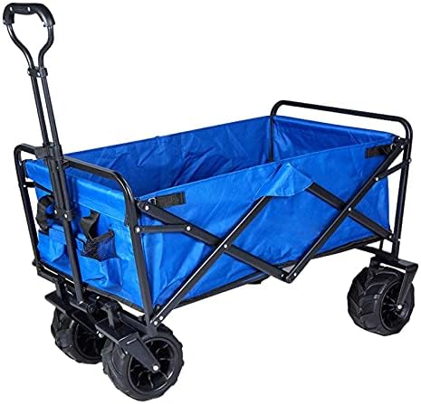 Folding Trolley Cart Garden Cart Garden Trolley Carts Outdoor Utility Wagon Folding Garden Beach Shopping Camping Cart (Blue One Szie)