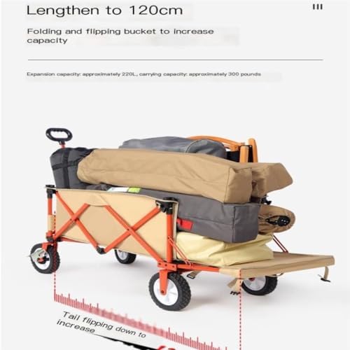 Portable Camping Cart,Outdoor Beach Camping Folding Trolley Cart for Campervan Camping Car and Picnic Portable and Compact Outdoor Cart for Easy Transport (Black)