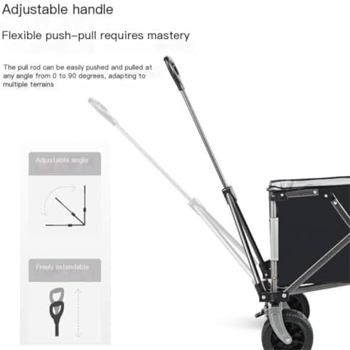 Portable Camping Cart,Outdoor Beach Camping Folding Trolley Cart for Barbecue and Fishing Black