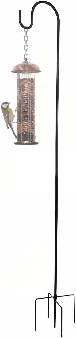 Bird Feeder Pole, 80" Tall Heave Duty Pole with Shepherd Hook 5 Prongs Base for Outdoor Hummingbird Feeders (No Bird Feeder or Baffle)
