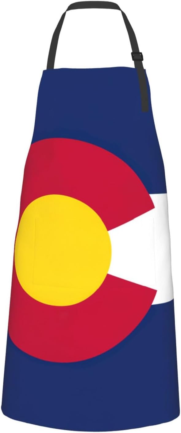 YANYU Colorado flag Print 28x33 In Kitchen Apron Stylish Chef Apron with Pockets for Cooking Baking Painting