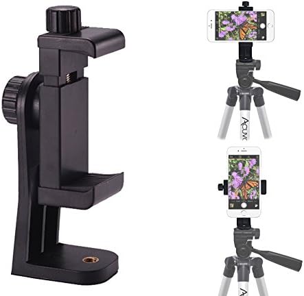 Acuvar Premium Smartphone Holder/Vertical and Horizontal Tripod Mount Adapter Rotatable Bracket with 1/4 inch Screw/Adjustable Clip for iPhone, Android Cell Phone, Selfie Stick, Camera Stand
