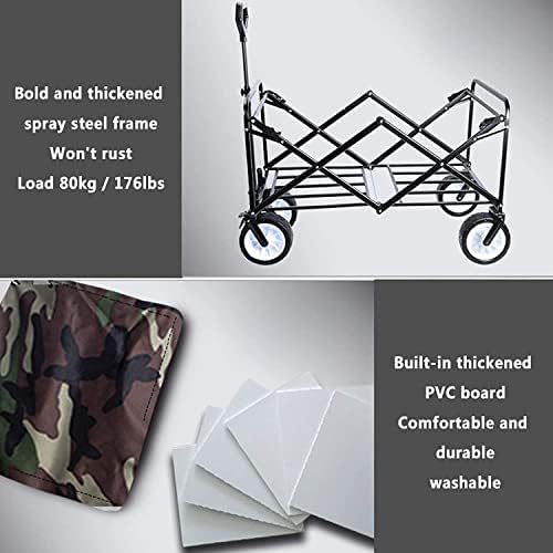 Portable Camping Cart,Outdoor Folding Utility Wagon Folding Camping Cart Garden Cart Portable Rolling Beach Outdoor Transport Vehicle Double Brakes 85 X 50 X 28cm Load-Bearing 80