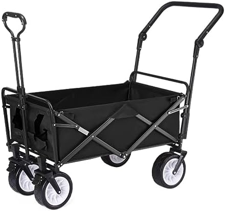 Portable Camping Cart,Heavy Duty Folding Wagon with 4 Wheels for Camping Beach and Fishing Outdoor Garden Cart and Shopping Trolley with Pull Handle for Festivals and Events