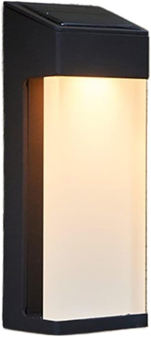 Modern Solar Wall Lights Waterproof Outdoor Wall Lamp Garden Villa Decor Household Rectangle Black Aluminum Acrylic Lampshade