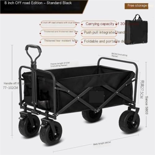 Portable Camping Cart,Outdoor Beach Trolley Cart for Camper Van Camping Foldable and Portable Black Vehicle Mounted Trolley