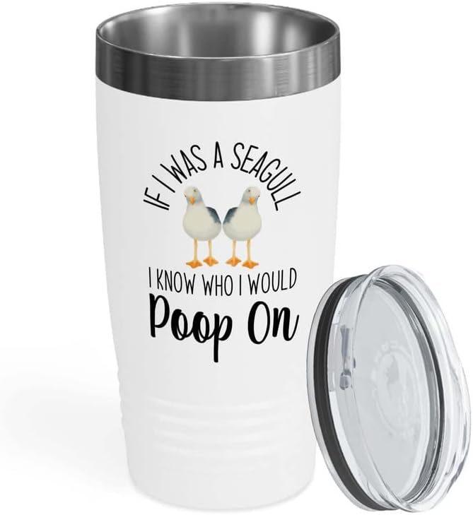 Bird Lover White Edition Viking Tumbler 20oz - Seagull Poop on - Hummi