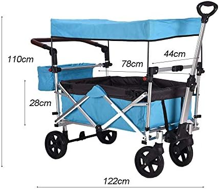 Portable Camping Cart,Large Capacity Garden Folding Cart Sun ShadingChildren's Trolley Portable Holiday Camping Garden Transport Vehicle
