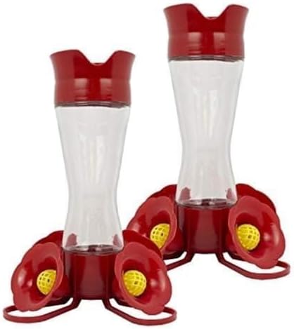 Perky-Pet 203CPBN-2 Pinch-Waist Glass Hummingbird Feeder with Perches,Built-in Ant Moat and Bee Guards-2 Count+Perky-Pet 522 Ready-to-Use Clear Hummingbird Nectar in 4Cans,16oz Recyclable Aluminum Can