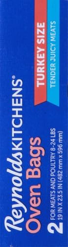 Reynolds Kitchens Turkey Size Oven Bags, Holds Up to 24 Pounds, 2 Count