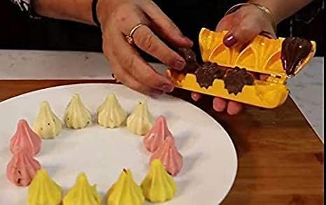 Multi Utility Plastic Modak Mould Set for Ganesh Festival Includes 3 Different Size of Modak and One Modak Patti (3 Modak and Modak Patti)