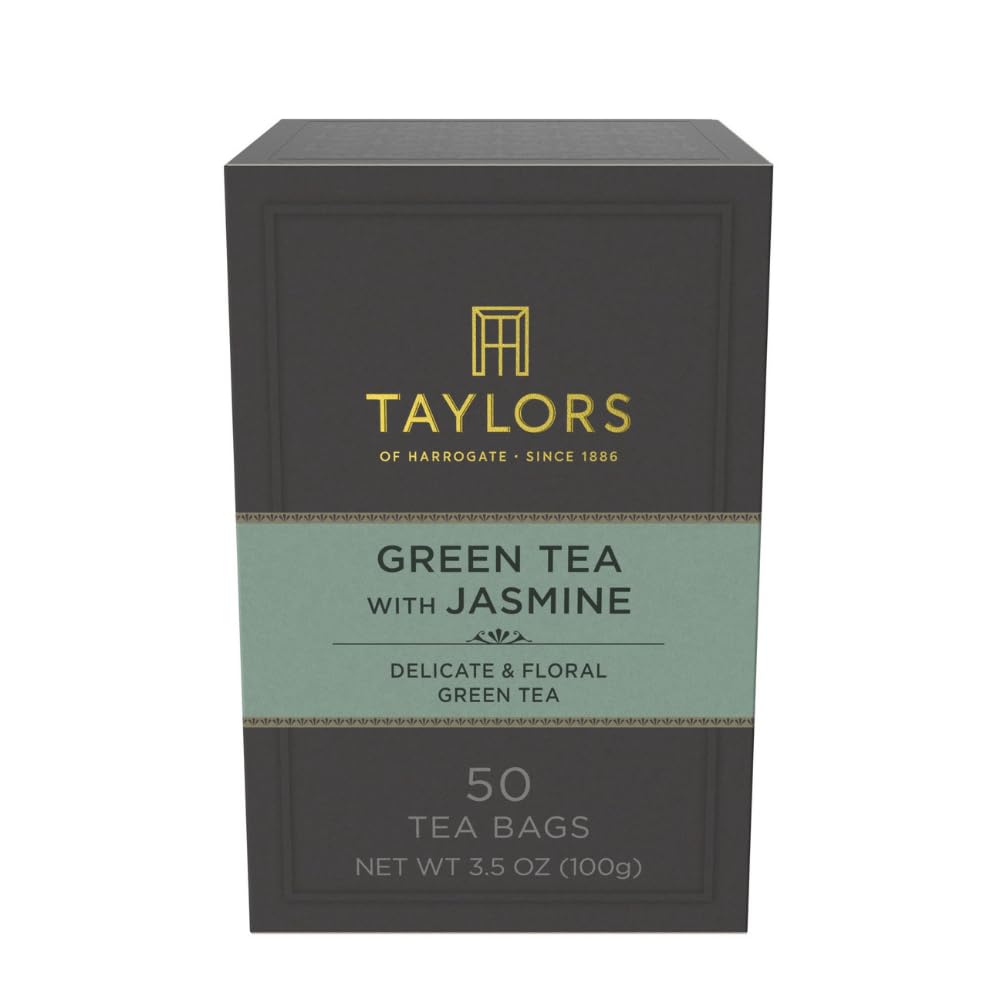 Taylors of Harrogate Green Tea with Jasmine, Pillow Tea Bags, 50 Count (Pack of 1), Delicate, Floral and Sweet, Caffeinated, Enjoy Hot or Iced, 50 Teabags