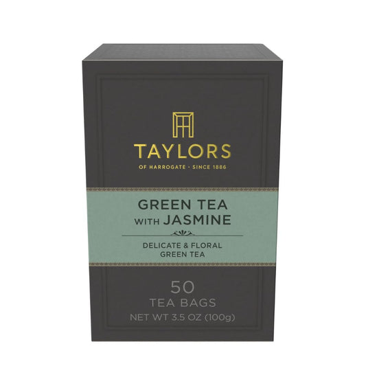 Taylors of Harrogate Green Tea with Jasmine, Pillow Tea Bags, 50 Count (Pack of 1), Delicate, Floral and Sweet, Caffeinated, Enjoy Hot or Iced, 50 Teabags