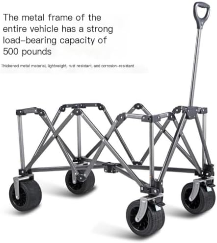 Portable Camping Cart,Outdoor Beach Camping Folding Trolley Cart for Barbecue and Fishing Black