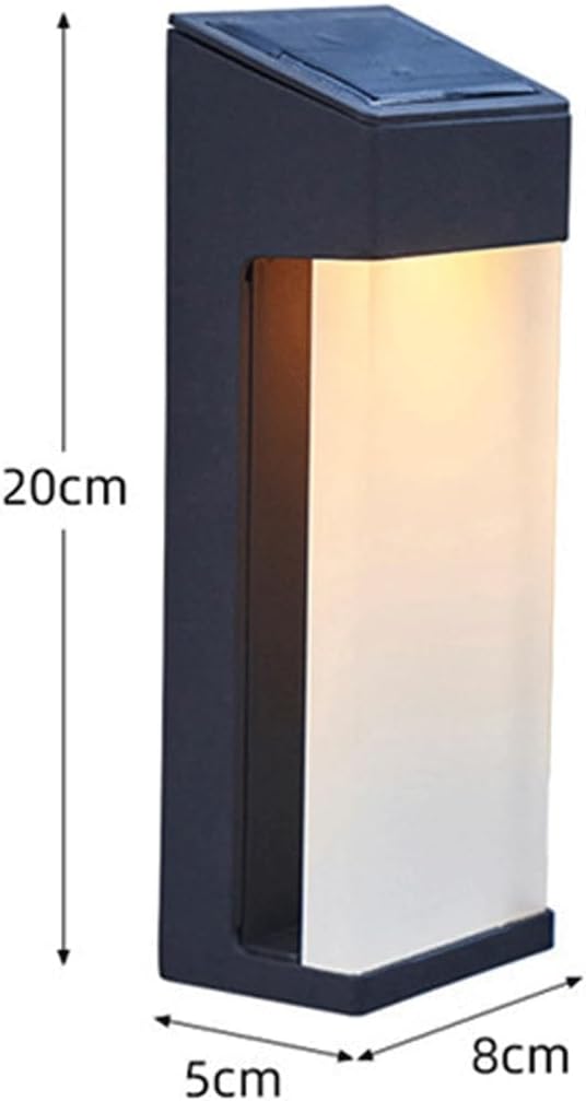 Solar Outdoor Wall Sconce, Modern Exterior Wall Light, Aluminum Alloy & Glass Mounted Lamp, Waterproof Dusk to Dawn Luminaire Lighting Fixture for Porch Garden Patio Fence Garage Backyard