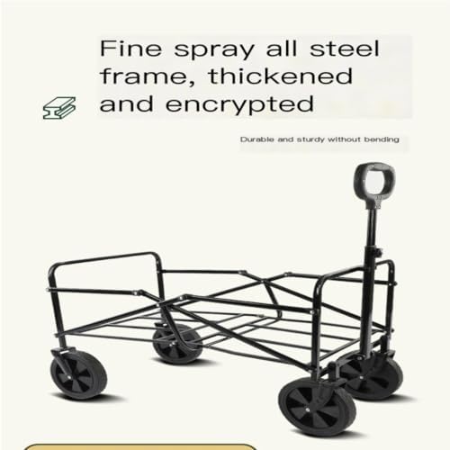 Portable Camping Cart,Foldable Beach Trolley Cart for Camper Outdoor Stroller Travel Equipment Supplies for Picnic Outdoor Carts for Camping Black Color