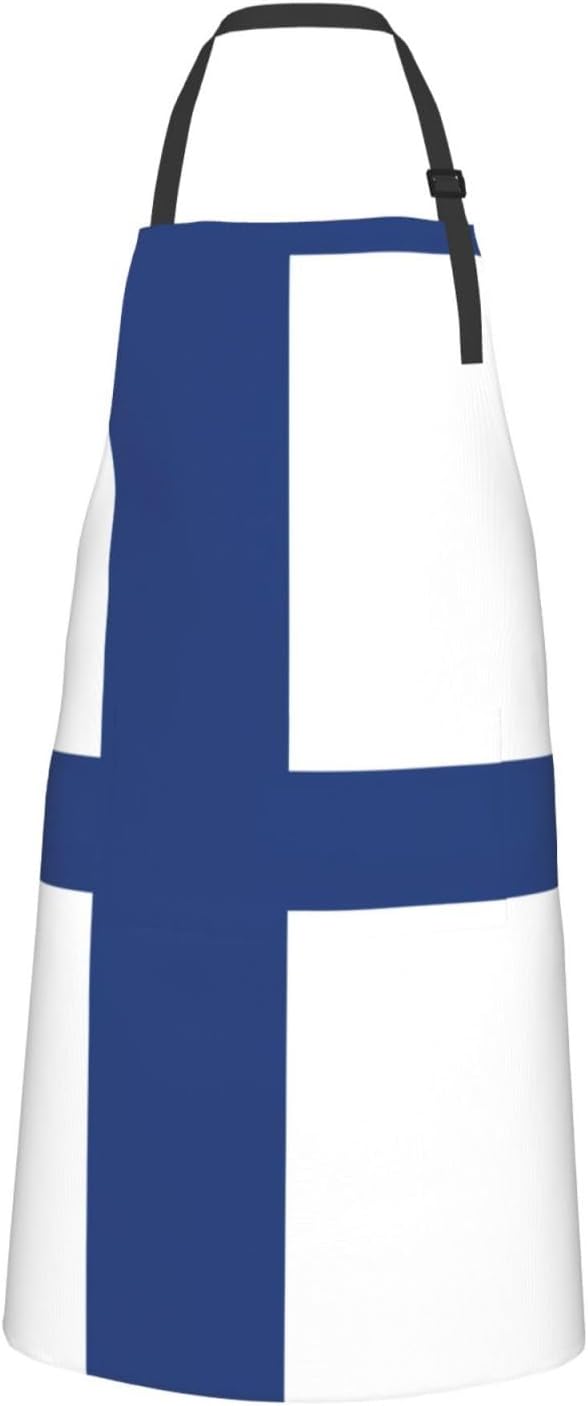Finnish flag Print 28 x 33in Waterproof Apron with Pockets Fashionable Versatile Smock for Baking