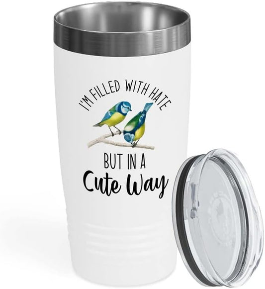 Bird Lover White Edition Viking Tumbler 20oz - Hate Cute Way - Humming