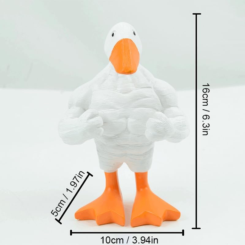 Fun Muscular Buff Duck Statue Ornament Cute Funny Muscle Goose Duck Sculptures Magnetic Key Holder Tool Organizer Holder Figurine Ornaments For Home Living Room Bedroom Housewarming Ideas Gift (1PCS)