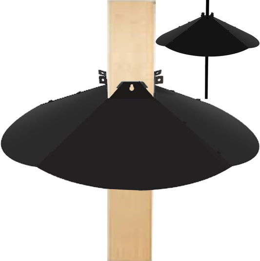 24 Inch Metal Squirrel Baffle,Adjustable Opening Size, for Up to 4x4 Wide Wooden Post,Squirrel Baffle for Bird Feeders Without Removing Bird Feeder Poles Or Shepherd's Hooks.Deep Black 1Pack