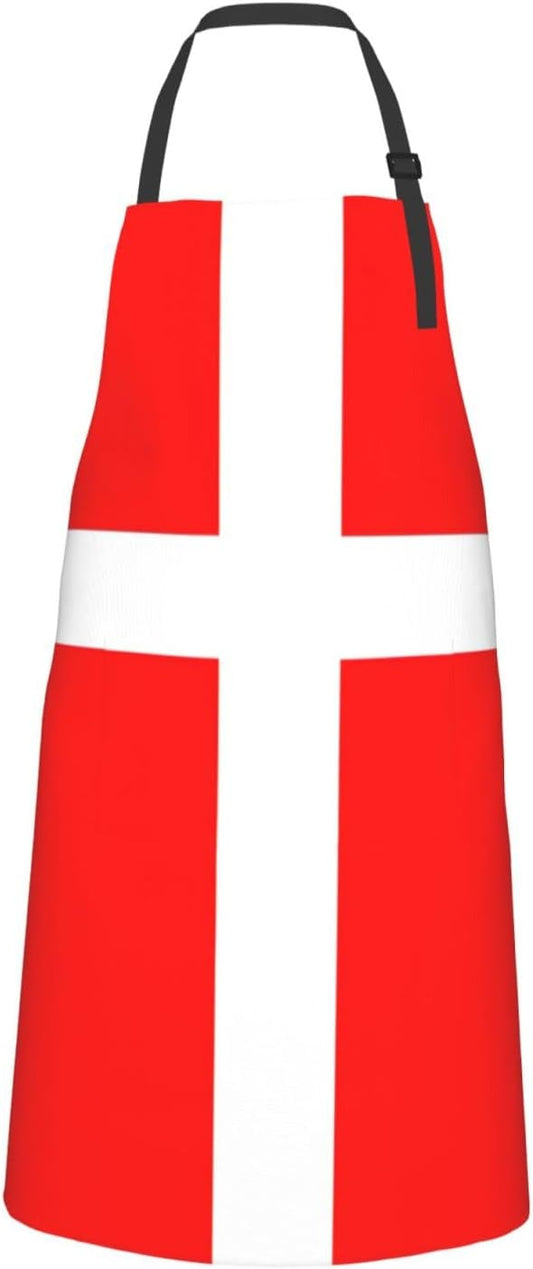 Denmark Danish Flag print Waterproof apron with pocket adjustable cooking apron for adult kitchen bibs to bake