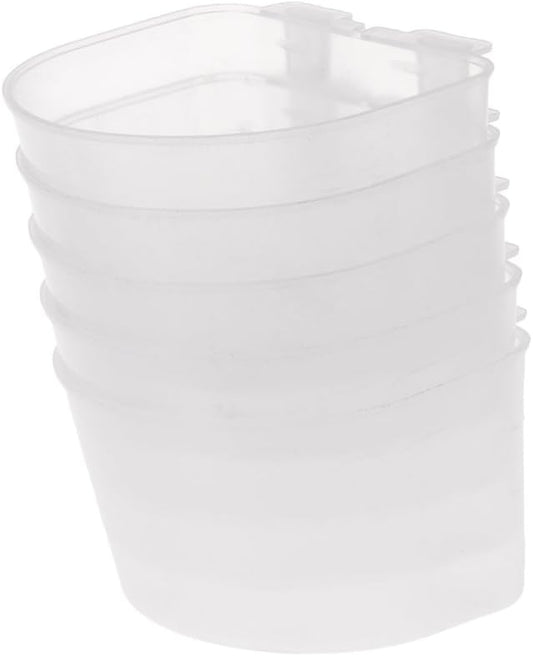 5 Pieces Bird Feeding Cups Plastic Bowls Cage Hanging Dish for Finch C