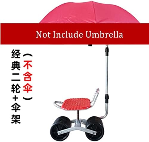 JSEIAJB Garden Cart Rolling Work Seat Garden Cart Stool with Umbrella Bracket But Not Include Umbrella