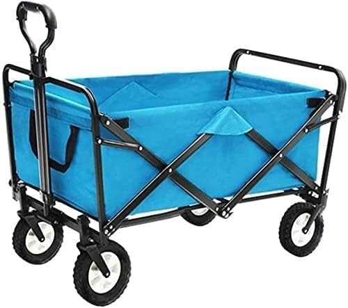 Portable Camping Cart,Outdoor Folding Utility Wagon Folding Garden Trolley Beach Trailer Handle Cart with 4 Wheels Load-Bearing 60kg / 132lbs for Shopping Fishing