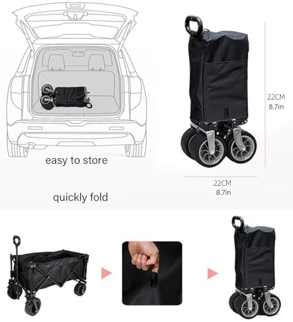 Collapsible Wagon Cart with Wheels Foldable Folding Wagons Carts Silen