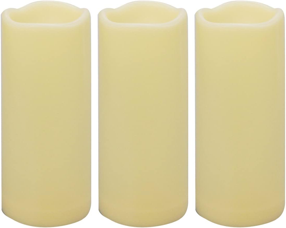3PCS 7" Waterproof LED Flameless Timer Candles, 1000 Hours Long Battery Life/Flickering Battery Operated Electric Outdoor LED Large Pillar Candle for Outside Lantern Festival Decor etc.