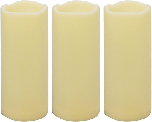 3PCS 7" Waterproof LED Flameless Timer Candles, 1000 Hours Long Battery Life/Flickering Battery Operated Electric Outdoor LED Large Pillar Candle for Outside Lantern Festival Decor etc.