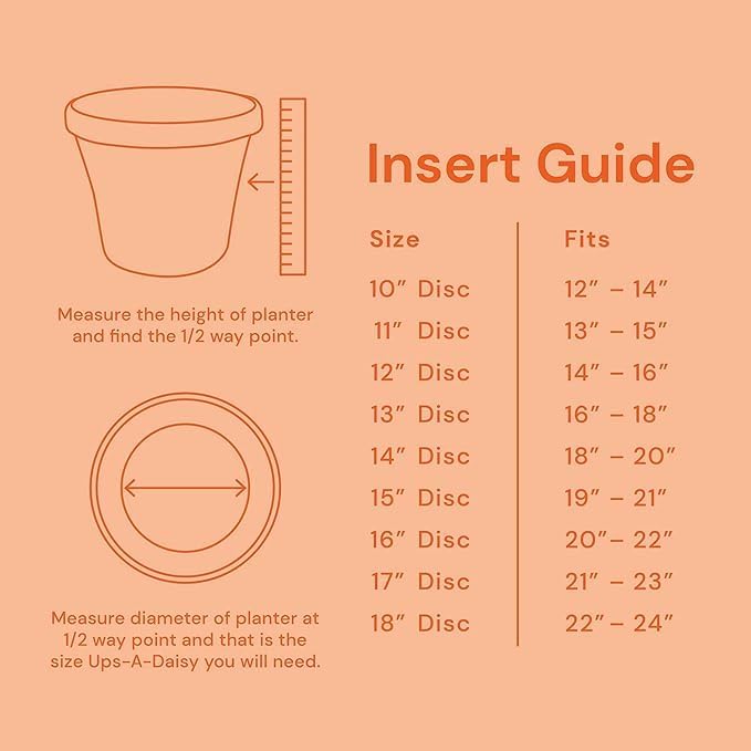 Bloem Ups-A-Daisy Round Planter Insert: 11" - Orange - Durable Resin D