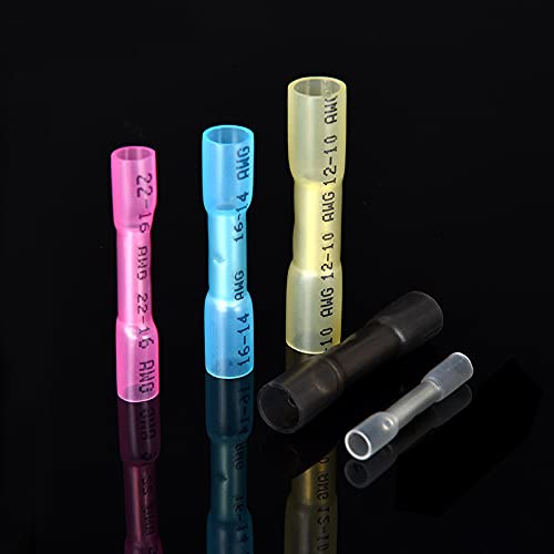Heat Shrink Butt Connectors, 16-14 AWG 100Pcs Blue Waterproof Electric