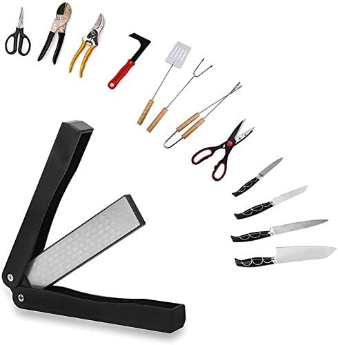 Folding Knife Sharpener, Floor 400/600 Grit Foldable Knife Whetstone Diamond Pocket Knife Sharpener Sector Shaped Double-Sided Knife Sharpening Stone for Kitchen Garden Outdoor (#1)