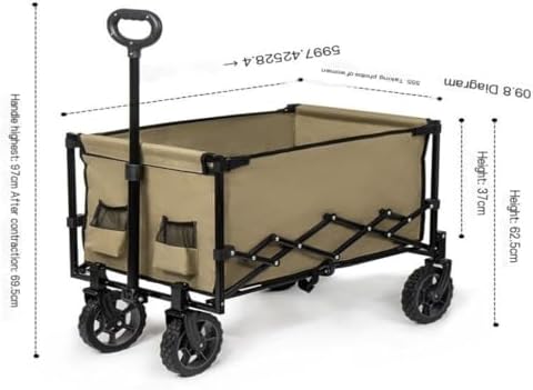 Portable Camping Cart,Outdoor Folding Beach Trolley Cart for Picnic Camping Portable Supermarket Shopping Cart with Cargo Trailer Black Color