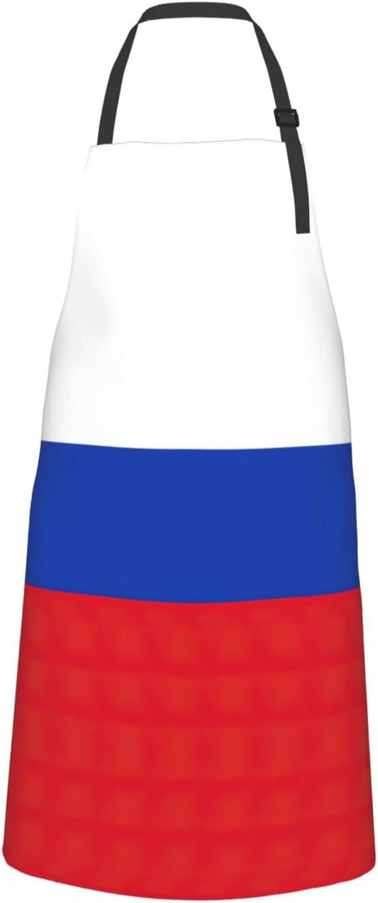 Russian Flag print Waterproof apron with pocket adjustable cooking apron for adult kitchen bibs to bake