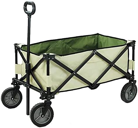 Portable Camping Cart, Utility Wagon, Heavy Duty Folding Garden Portable Hand Cart with Universal Wheel and Side Pocket, Adjustable Handles, Picnic, Camping, Sports