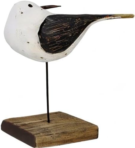 Aecipl Wooden Sea Bird Statue Seagull On Stand Decor Nautical Coastal 